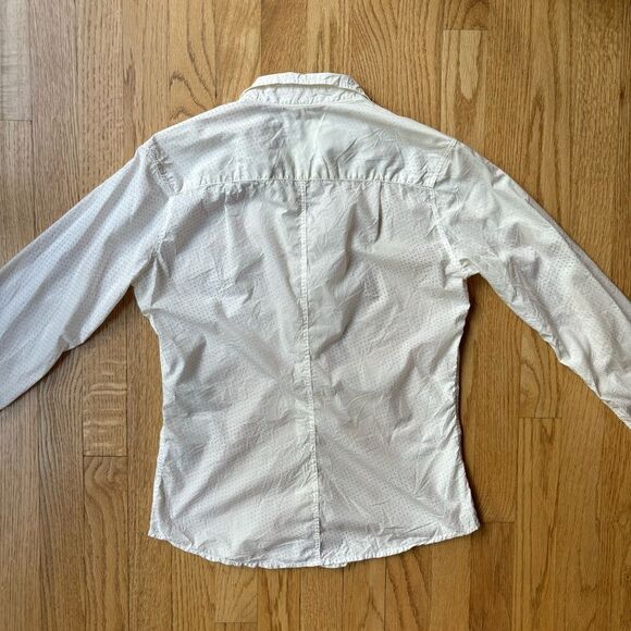 Frank & Eileen Tailored Button-Up Shirt Pink Hearts White XS - Picture 5 of 5